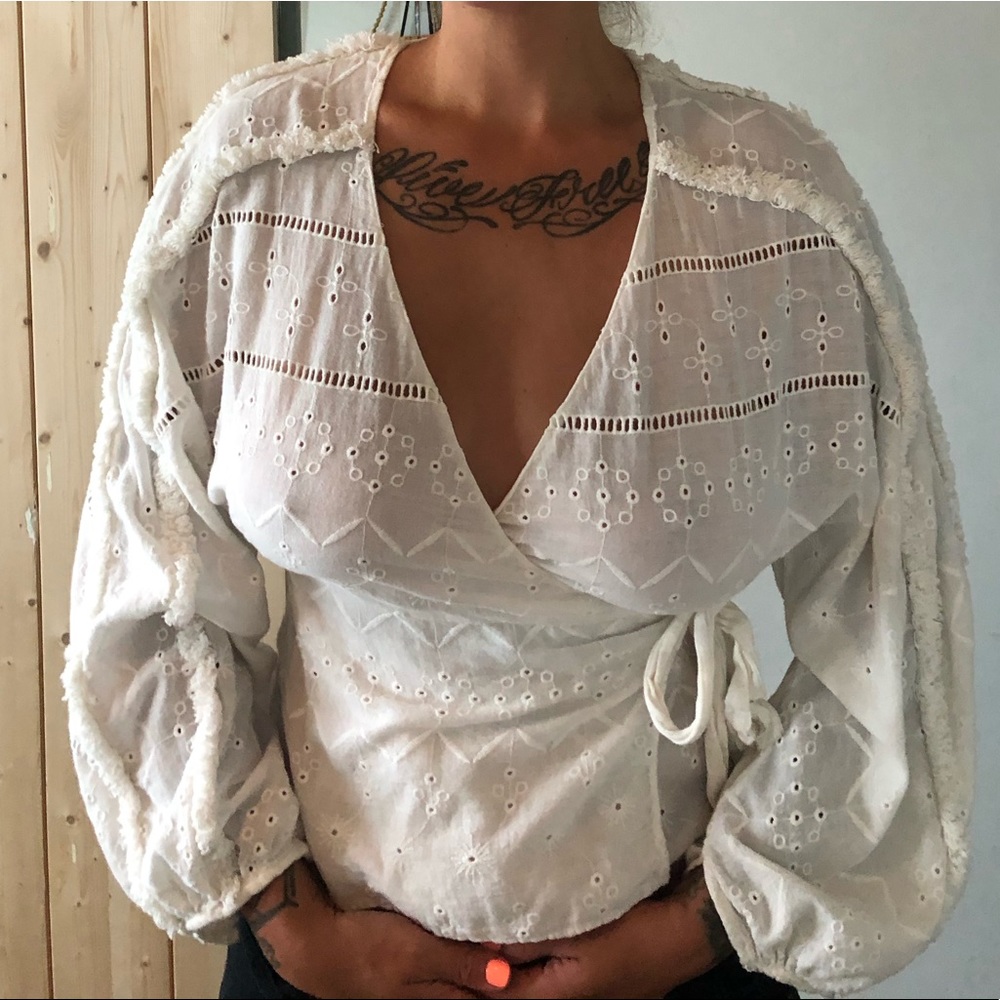 Zara linen wrap top